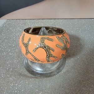 Sequins Orange and Gold Enameled Bangle Bracelet